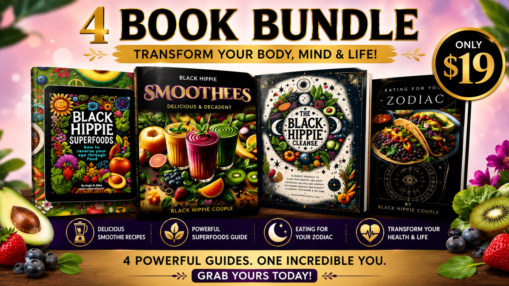 Black Hippie Couple 4-Book Wellness Bundle — all four digital ebooks included