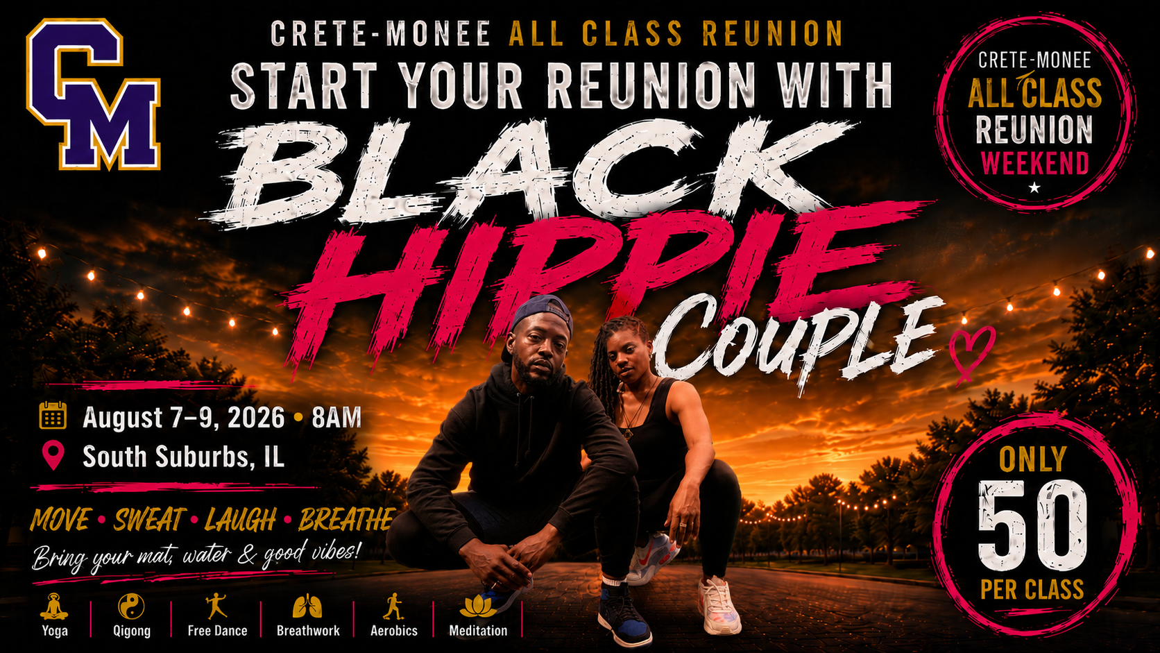 Crete-Monee All Class Reunion Weekend - Black Hippie Couple August 7-9 2026
