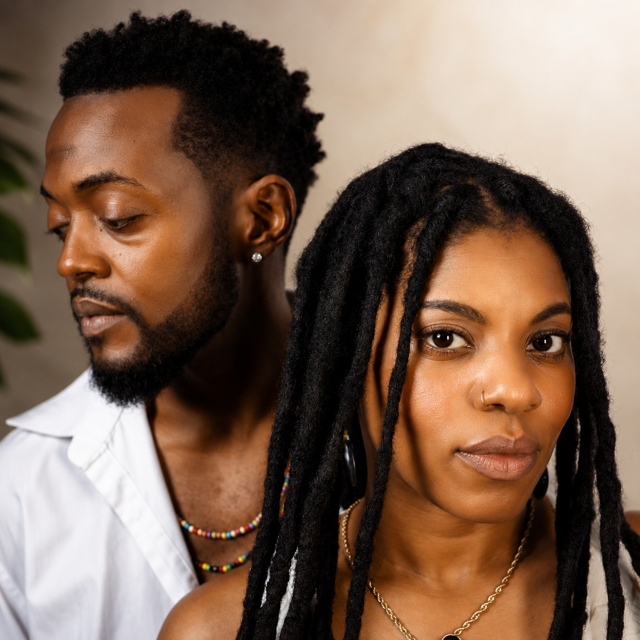 Abba and Angie Anderson, founders of Black Hippie Circle, together outdoors